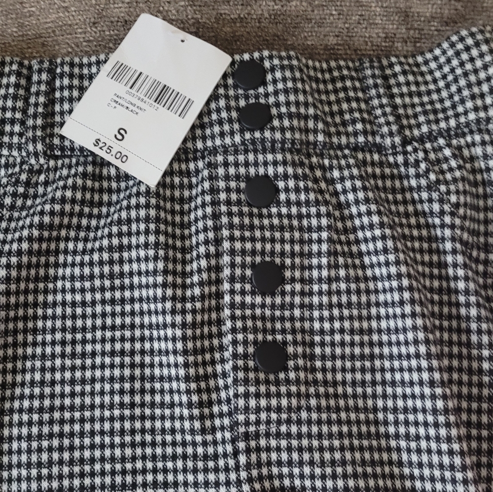 Forever 21 gingham pants NWT small black white